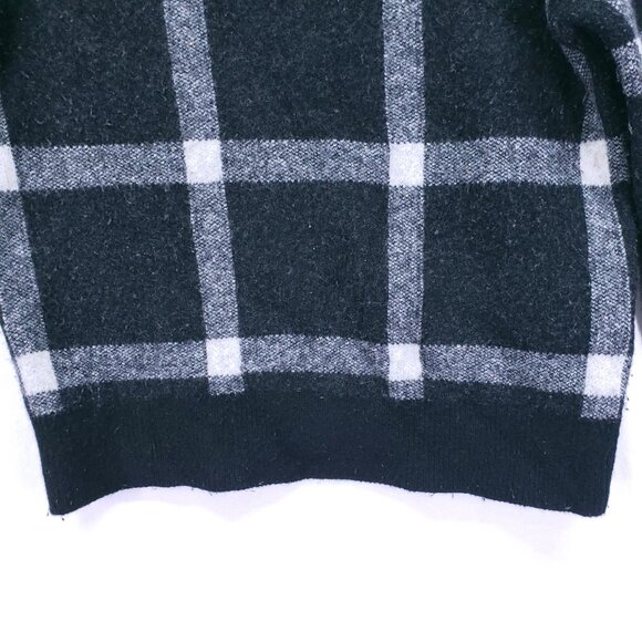 Banana Republic Sweater M Plaid Wool Blend Crewneck Black & White Preppy Y2K - Picture 7 of 16